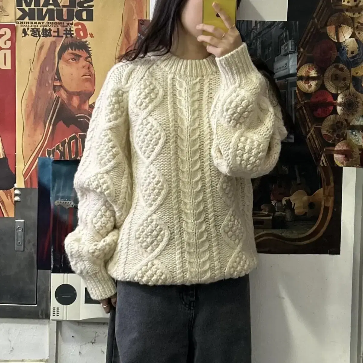 Seahop Cream Woven Sweater M