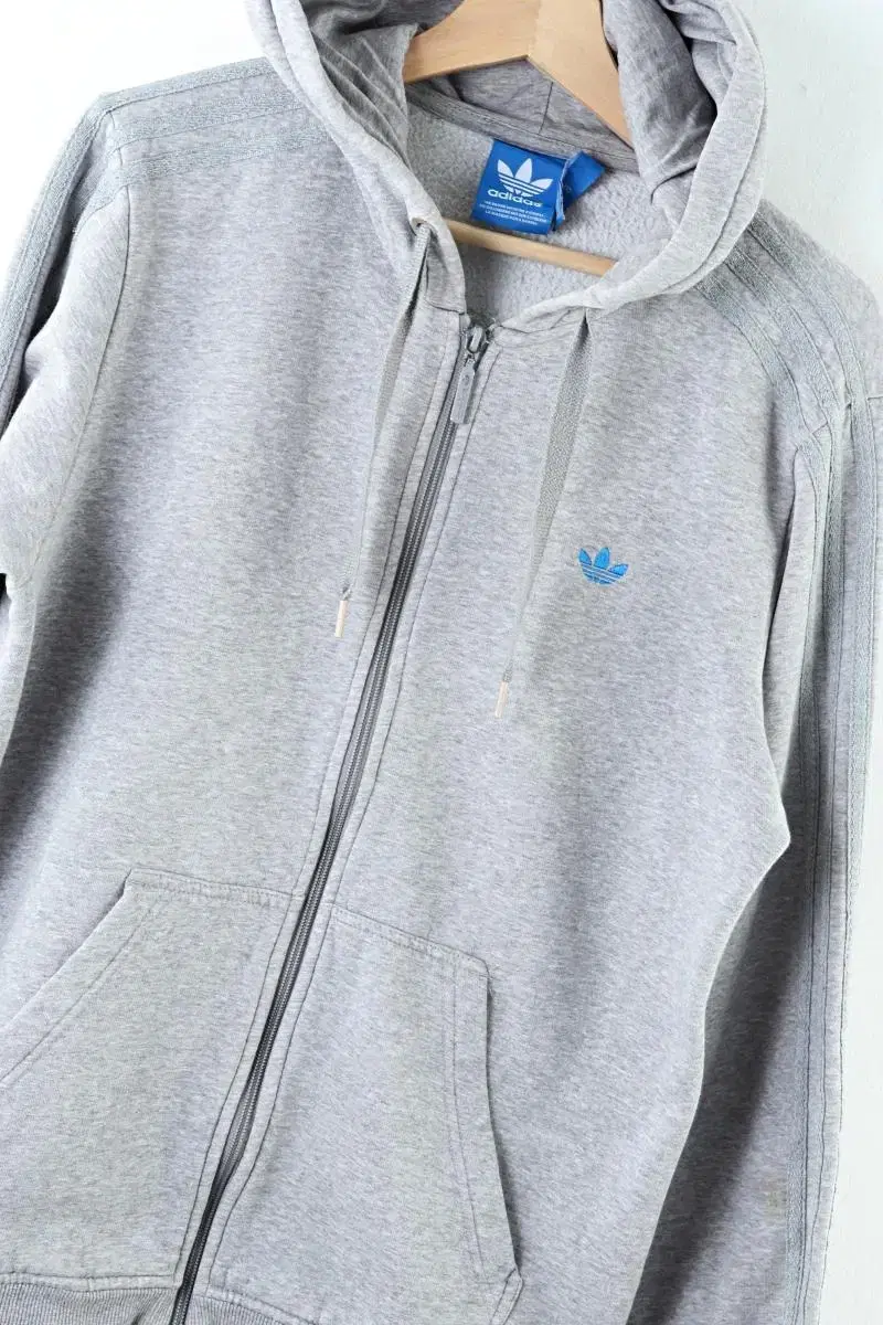 (XXL) Adidas Hoodie Zip Up Pollution Three Stripes Old School Gray