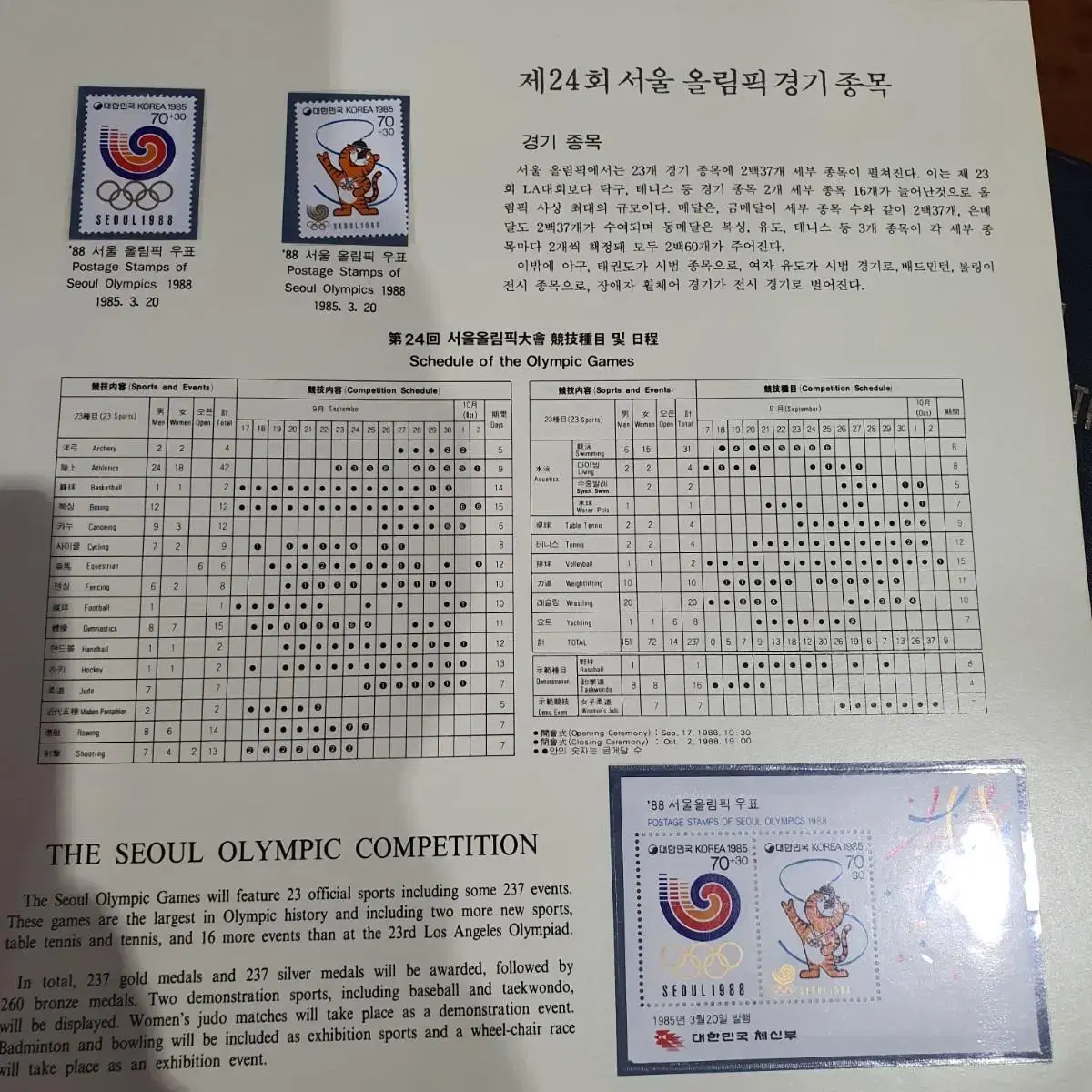 88올림픽 우표책