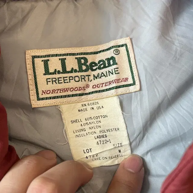 90s 미국 생산 L.L.bean 엘엘빈 다크 핑크 덕다운 푸퍼 조끼