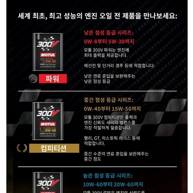 신형 모튤300v 엔진오일 2L 15w50 10개