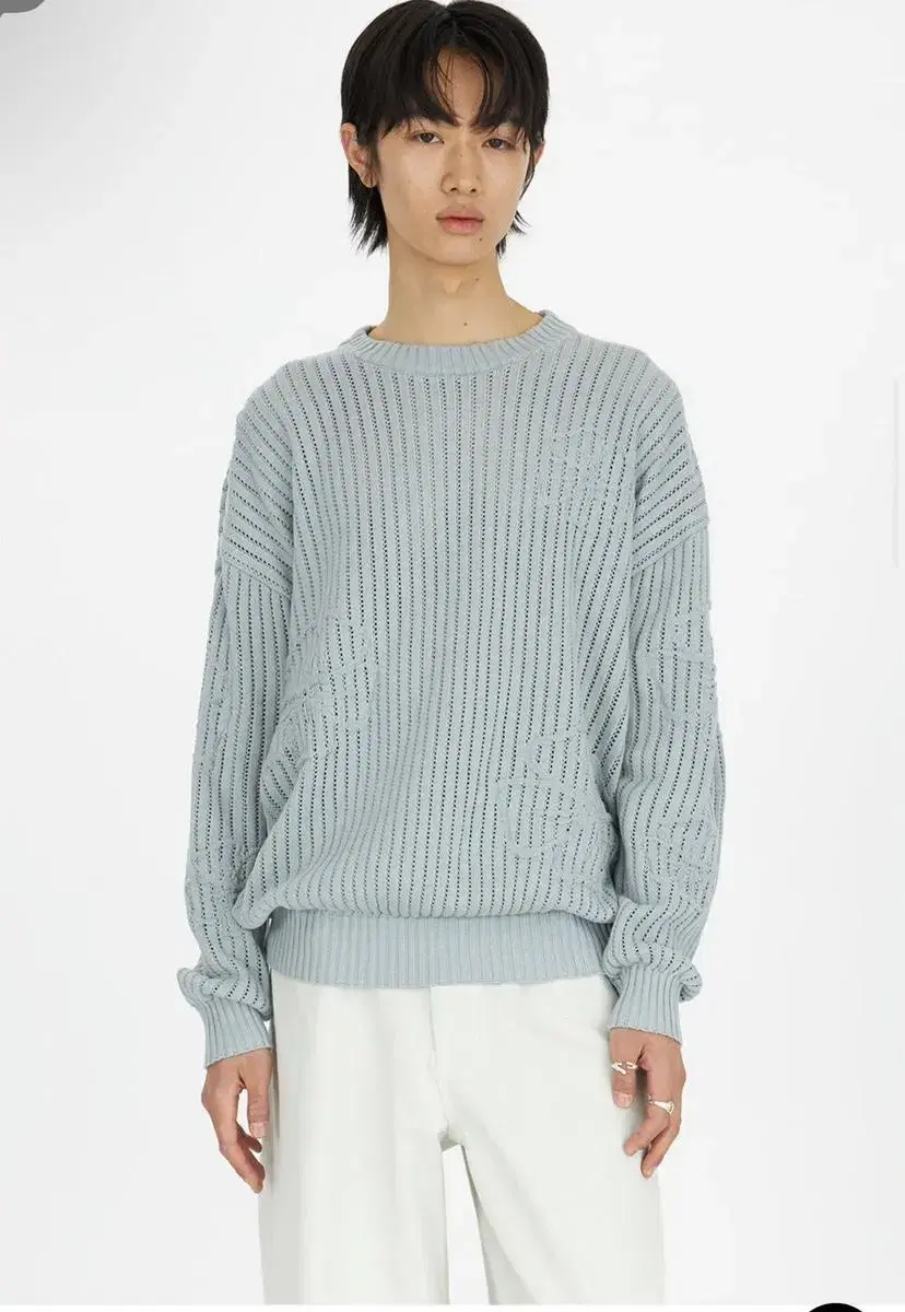 U / 23SS Flower crew neck knit (bloo) / L