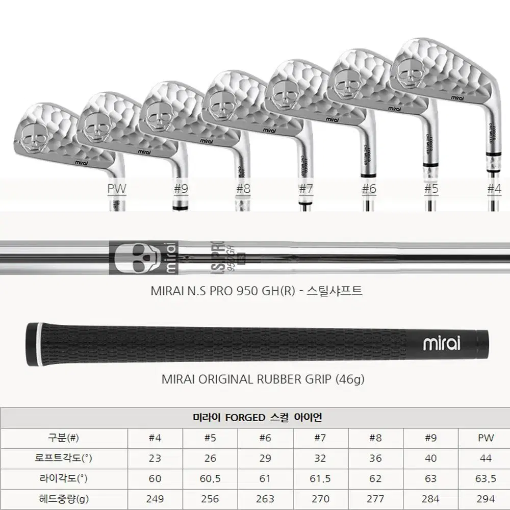 미라이 MIRAI 포지드 스컬(#4-PW) 7아이언세트