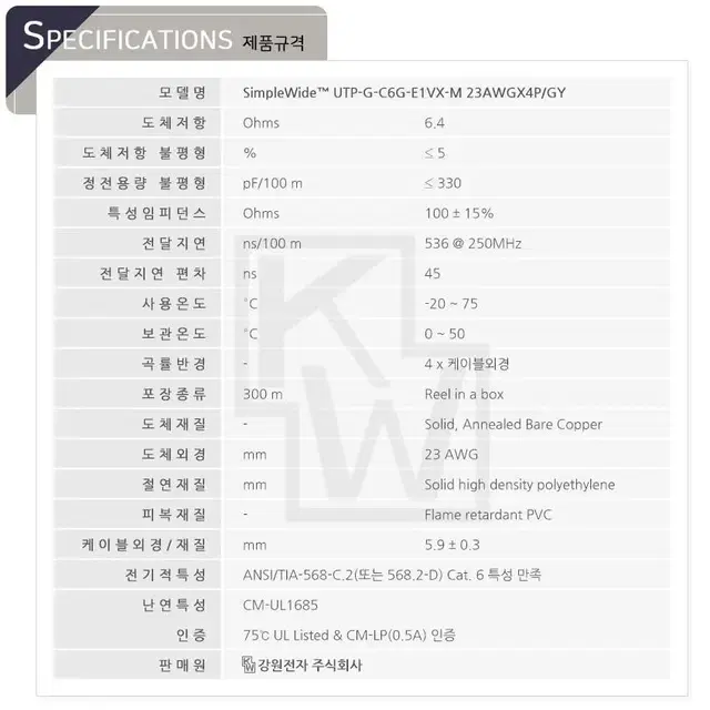 LS전선 CAT.6 UTP 장거리 Poe 랜케이블 300M(1롤/박스)