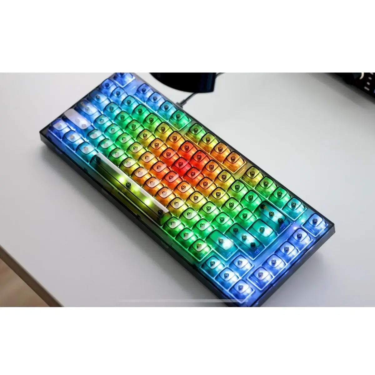 YUNZII X75 투명 RGB 키보드 미개봉 새상품 블랙 기계식 게이밍