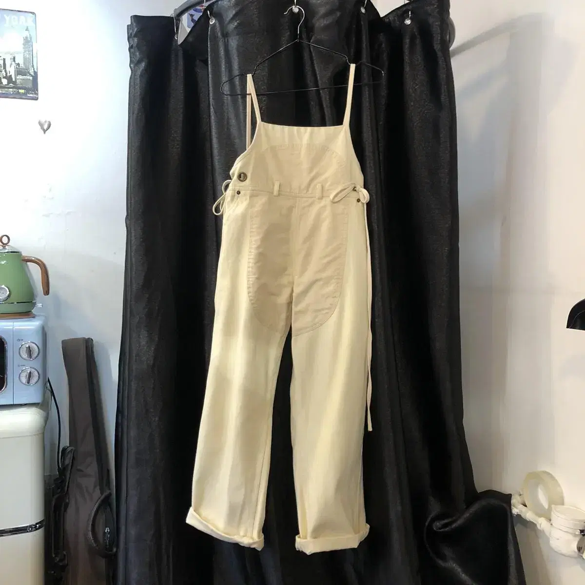 Vintage white pepper ivory overalls