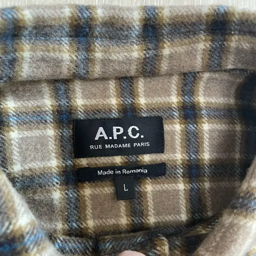 a.p.c 브라운 플란넬 체크 셔츠 L사이즈