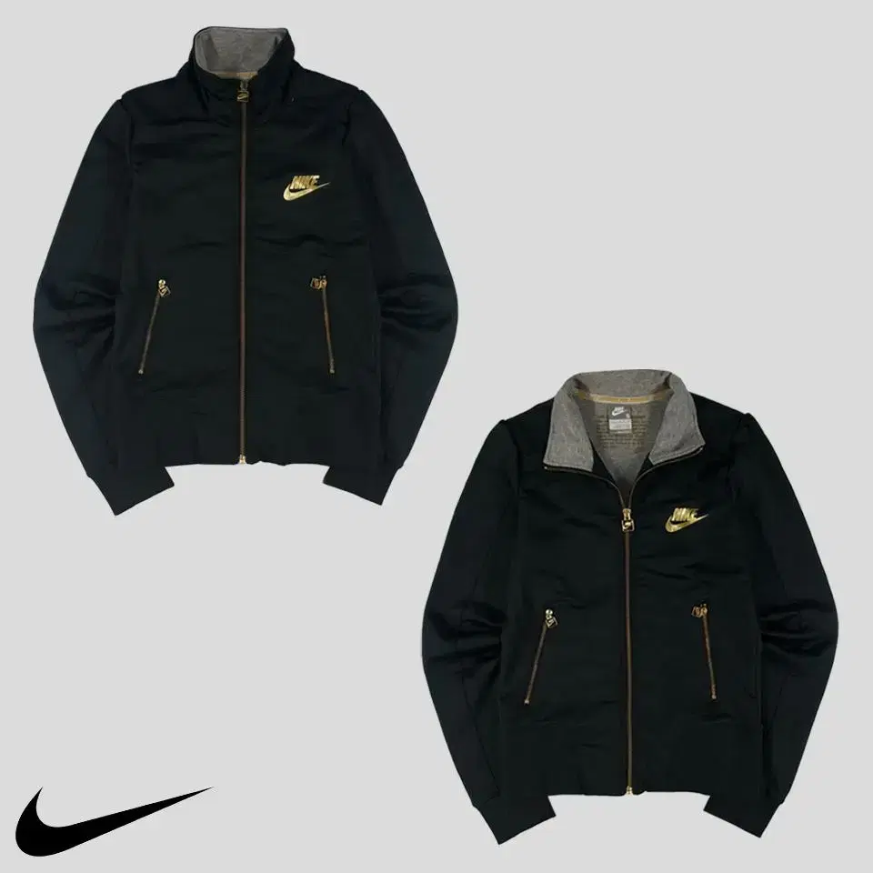 Nike 00s Nike Running Black Gold Glossy Fuchsia Logo Dry Fit Poly Track Top