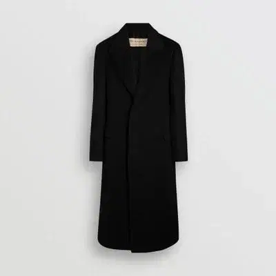 Burberry Double-faced cashmere tailored black long coat 18FW size 48