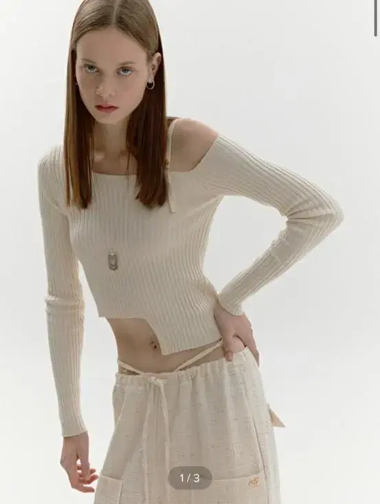 SoftSeoul Single Strap Long Sleeve Knit Top in Ivory