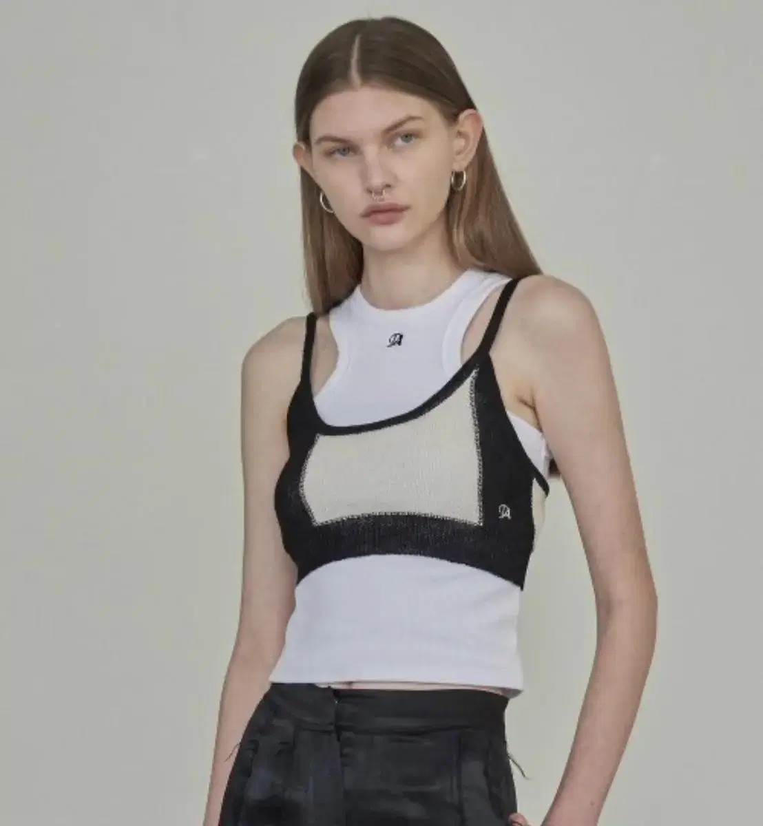 diagonal color block tube top