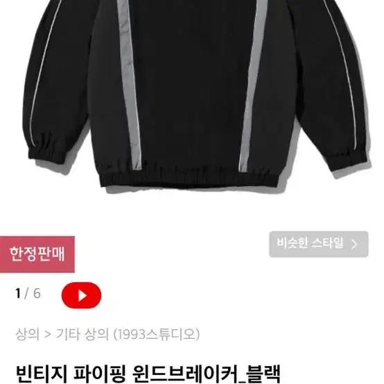 빈티지 파이핑 윈드브레이커 블랙 FREE