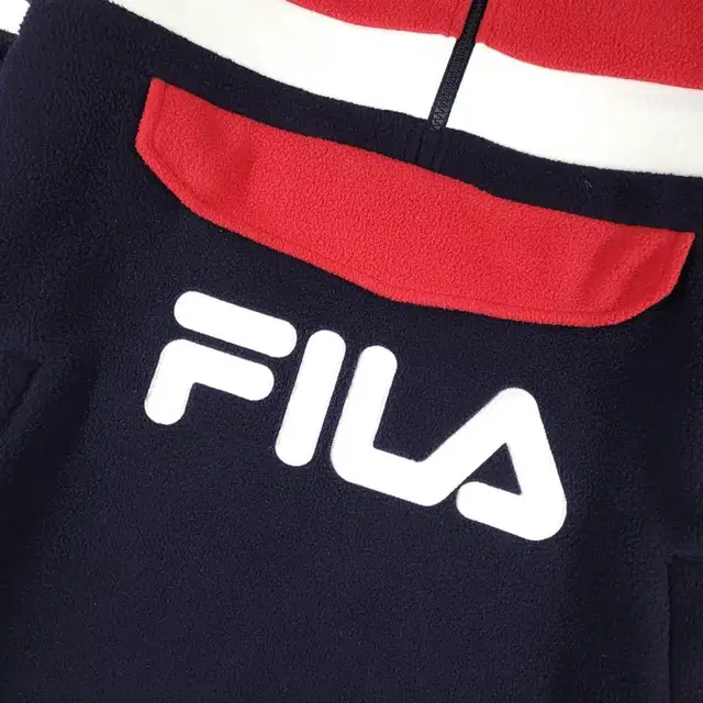 FILA 휠라 필라 레드 네이비 화이트 배색 후드 멀티포켓 보아플리스 후