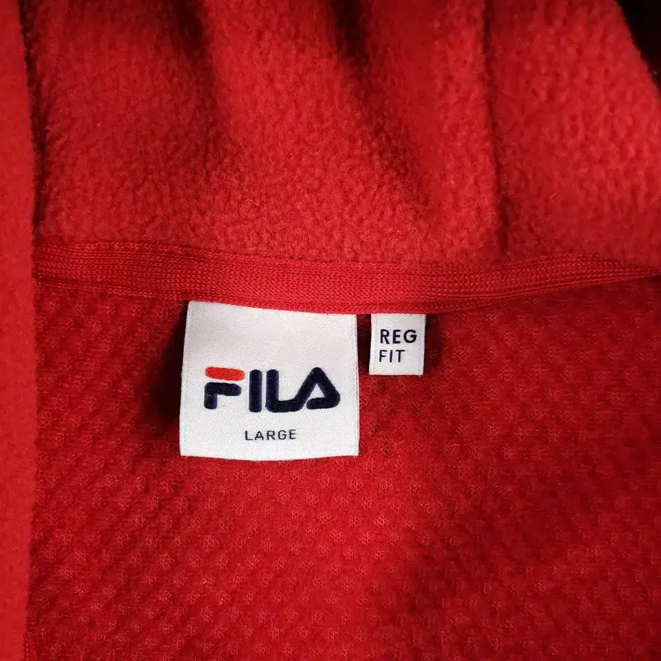 FILA 휠라 필라 레드 네이비 화이트 배색 후드 멀티포켓 보아플리스 후