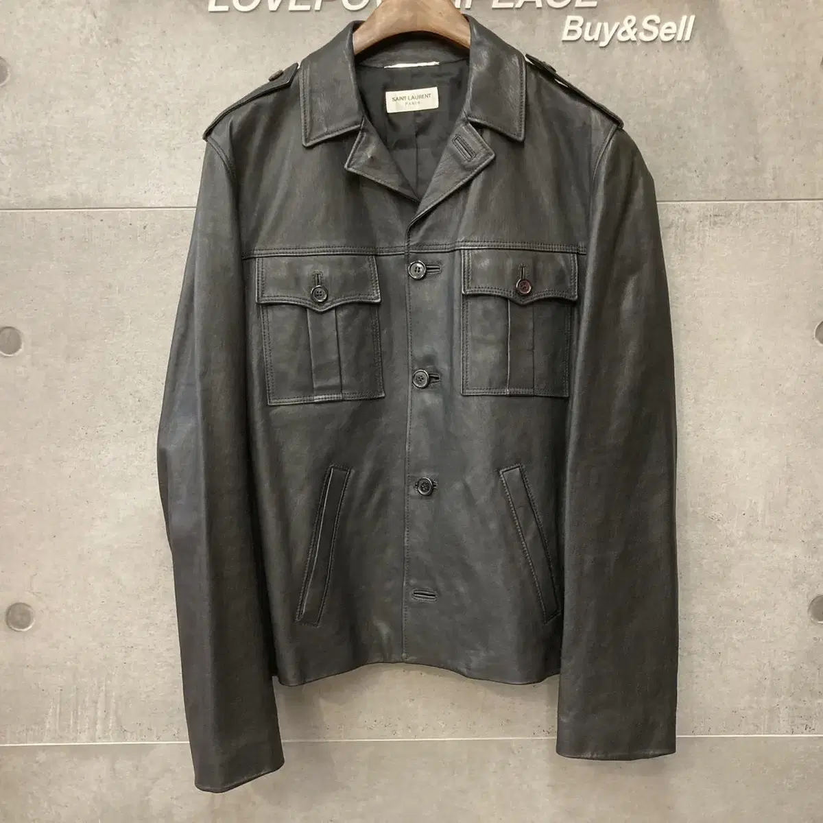 Saint Laurent Sheepskin Pocket Jacket Black 373733-F101829