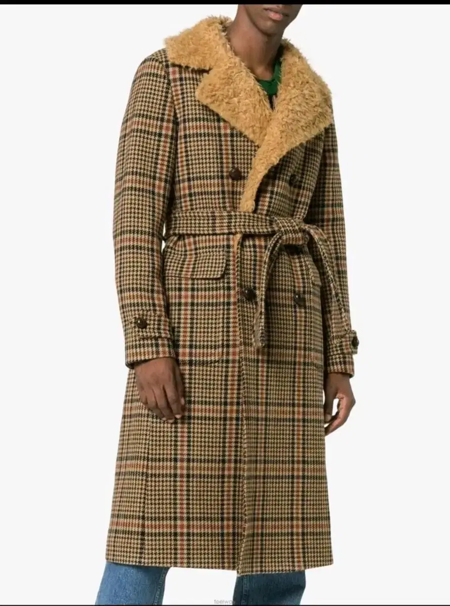 Gucci Check Double-breasted Shearling Coat (Gucci Coat)