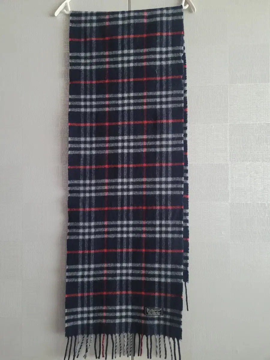 Burberry Lambswool Shawl Navy Check Muffler