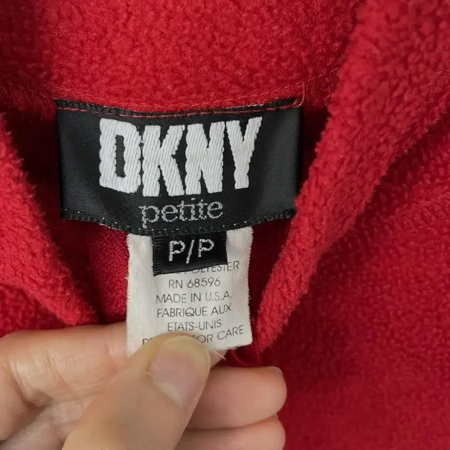 90s 빈티지dkny made in usa 레드 후리스 아노락 미국빈티지