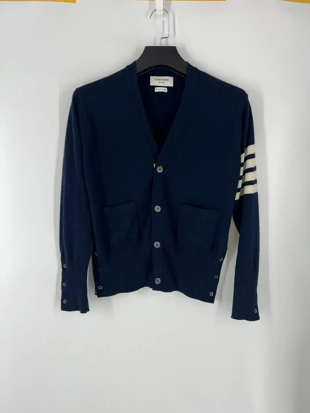 (3) Tom Brown Cashmere Non-Cropped Cardigan Navy