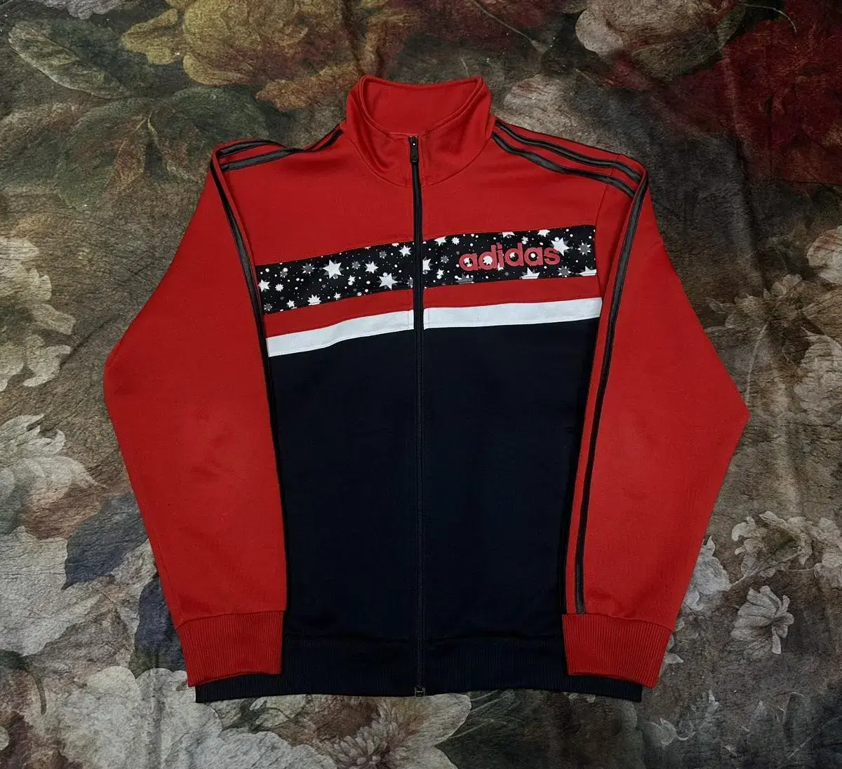 Adidas Vintage Snow Pattern Three Stripe Red Tracksuit Top 100 Adidas Jersey Jersey