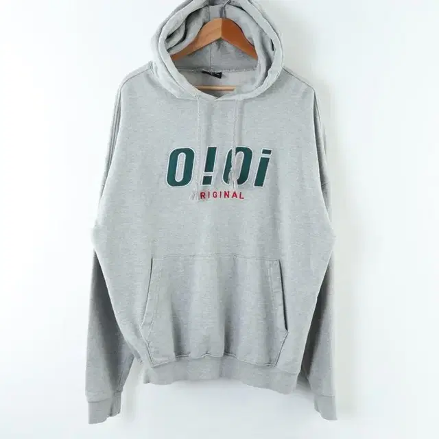 (L-XXL) 오아이오아이 후드티셔츠 오염 기모 빅로고 그레이 이오빈티지