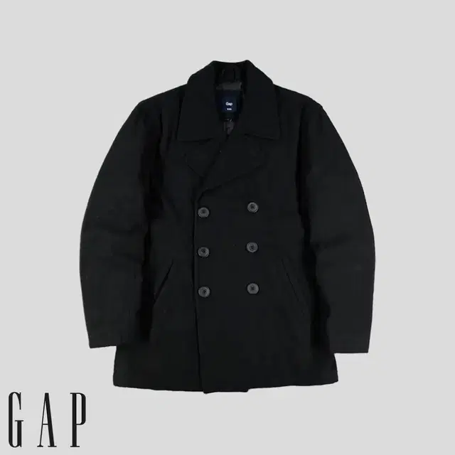 GAP 갭 블랙 심플 더블버튼 울 폴리 피코트 M