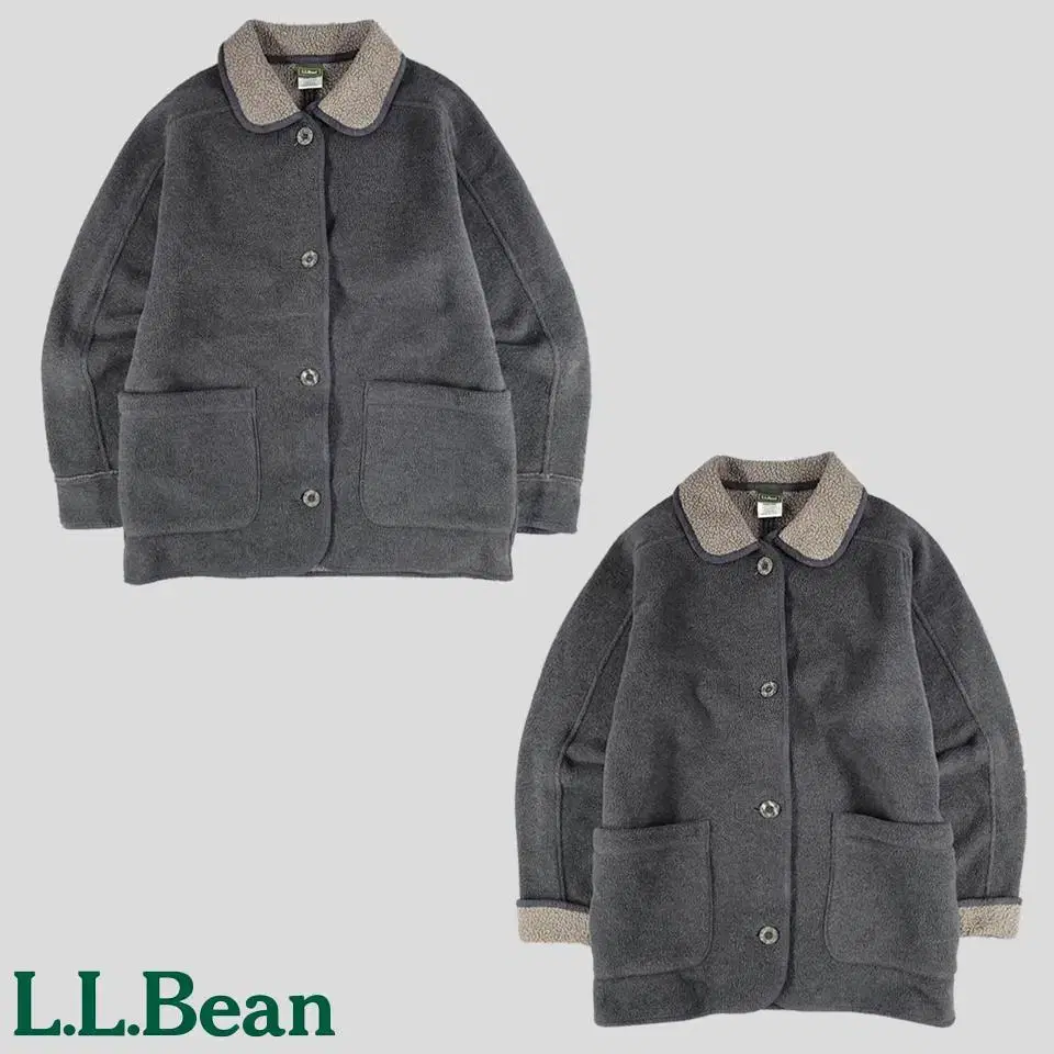 L.L.BEAN 엘엘빈 그레이 보아 플리스 후리스 아메카지 카라넥 버튼