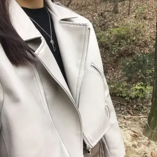 아케 레더 자켓 FALL LEATHER JK (grey beige)