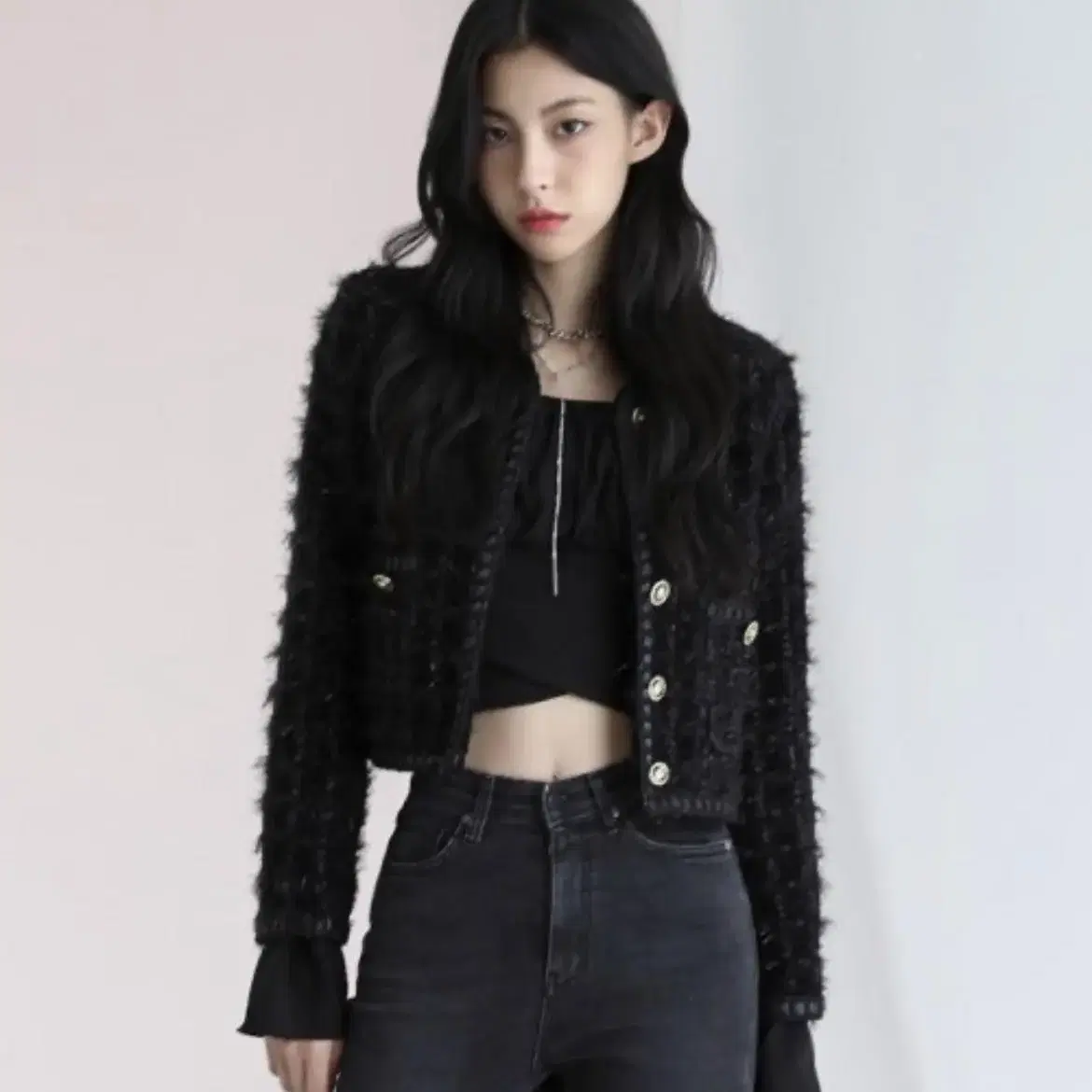 어반드레스 트위드 자켓BLACK TWEED CROPPED JACKET