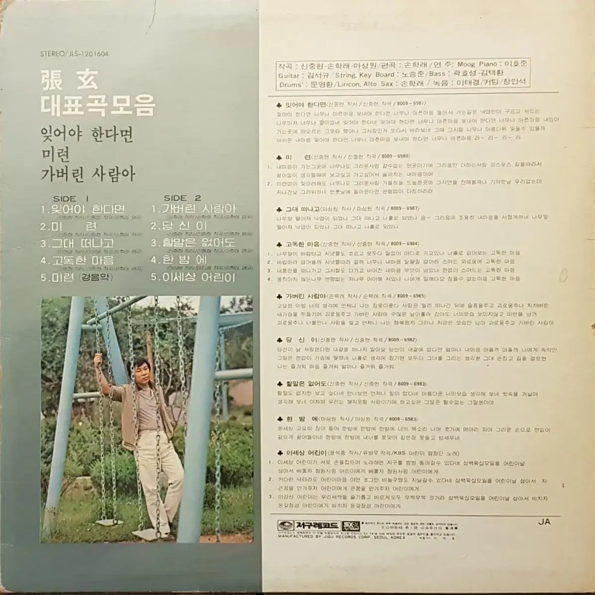 귀한음반/신중현 작곡/초판/장현 대표곡모음 LP