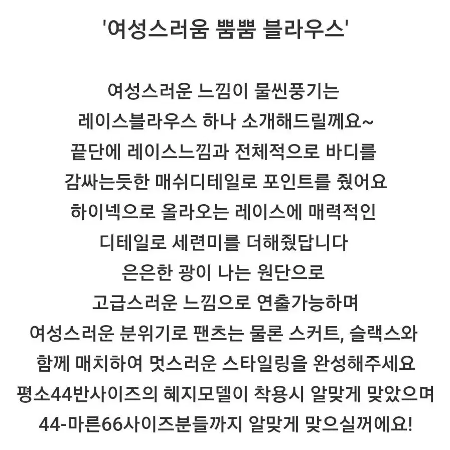 여성미 뿜뿜 레이스 블라우스