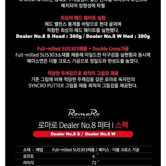 로마로 퍼터 dealer 8 w 34인치