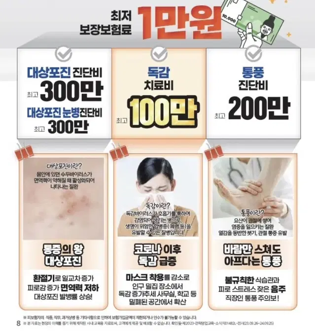 착한 보험) 월 1만원에 독감 걸리면 100만원