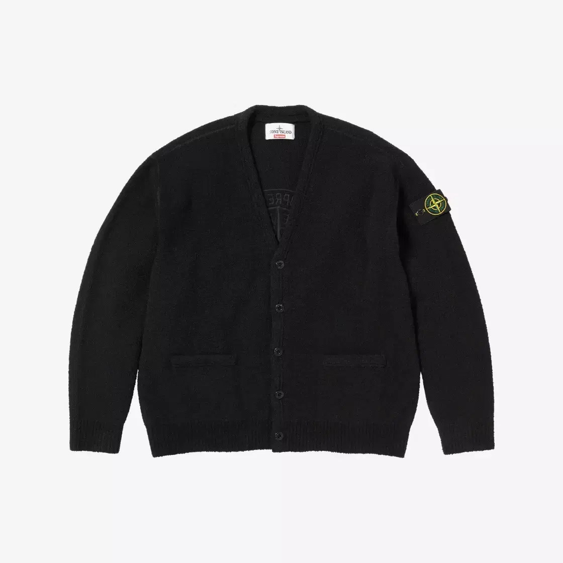 Same day delivery)S Supreme Stone Island Bouclé Cardigan Black Stone Island Cardigan Black Small