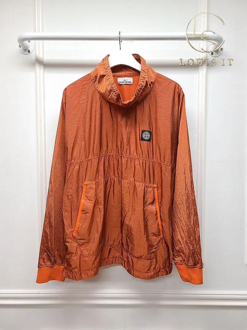 [L] Stone Island Orange Nylon and Metal Patch Anorak