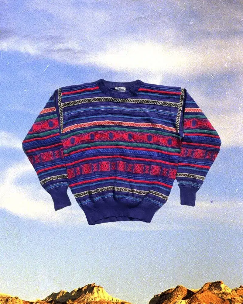 Vintage 90s bloo geometric patterned sweater