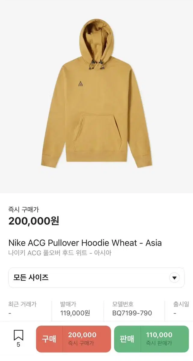 나이키 ACG 풀오버 후드 위트 L 100