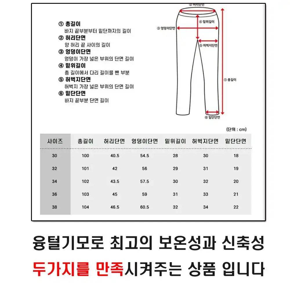 (새상품)2장 발송-사이즈선택 가능-융털안감 겨울청바지