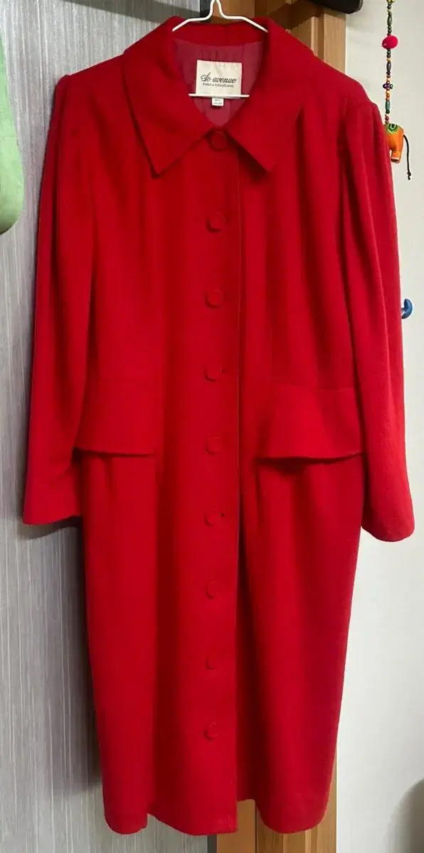 Red long wool coat