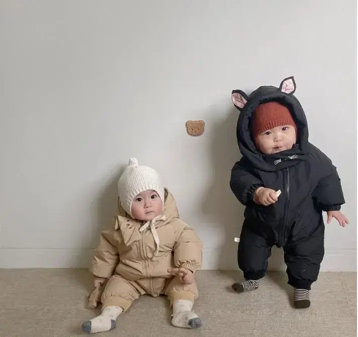 겨울 유아동 곰냥이 귀달이 패딩 우주복 방한