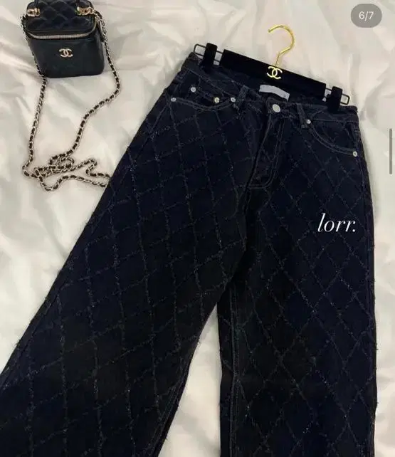 Check Denim Trousers with Deror Pattern S