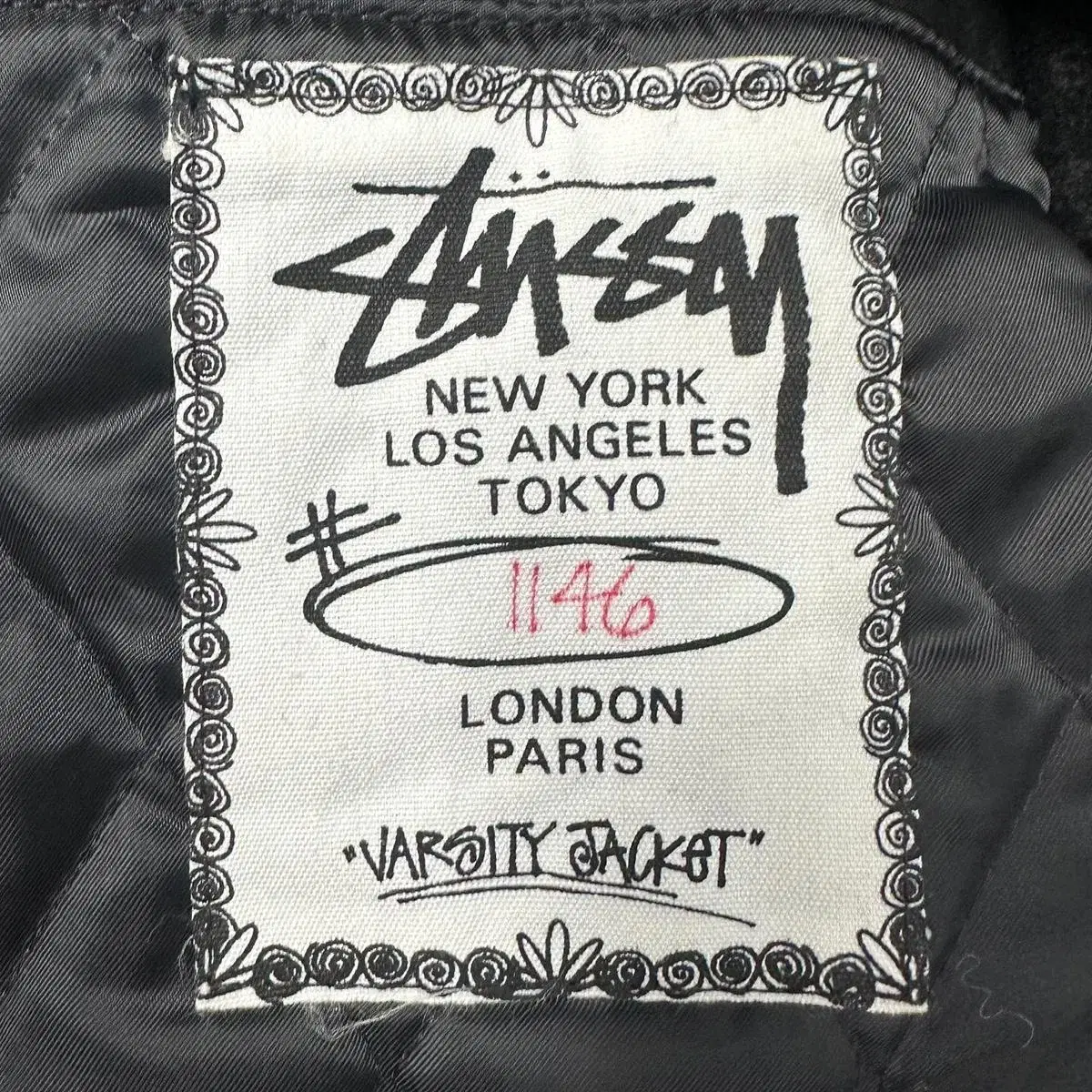 stussy 스투시 2006 월드투어 바시티 자켓 블랙