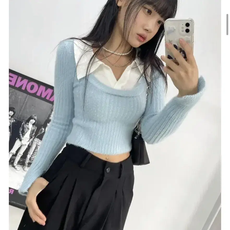 아쿠비클럽 clueless pk crop knit