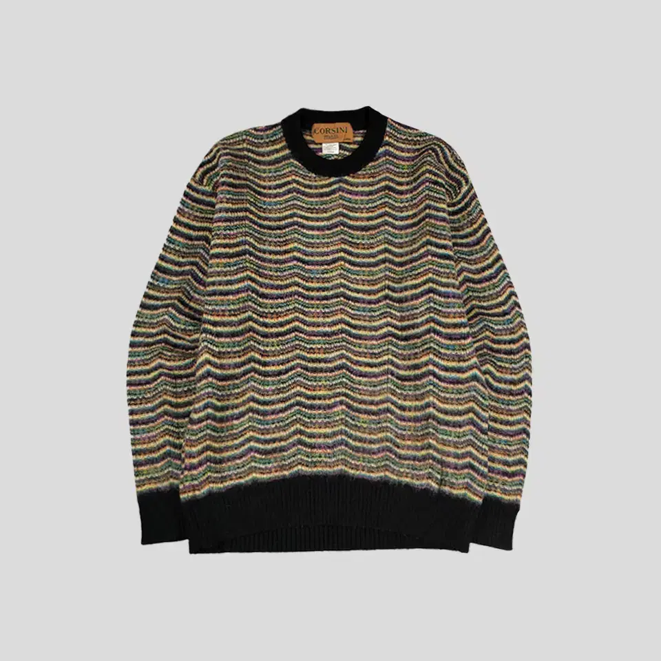 CORSINI ITALIA 90s Multi-Color Wave Zigzag Pattern Wool Blend Momo