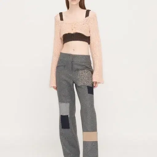 OPEN YY RAW-CUT PATCHWORK PANTS