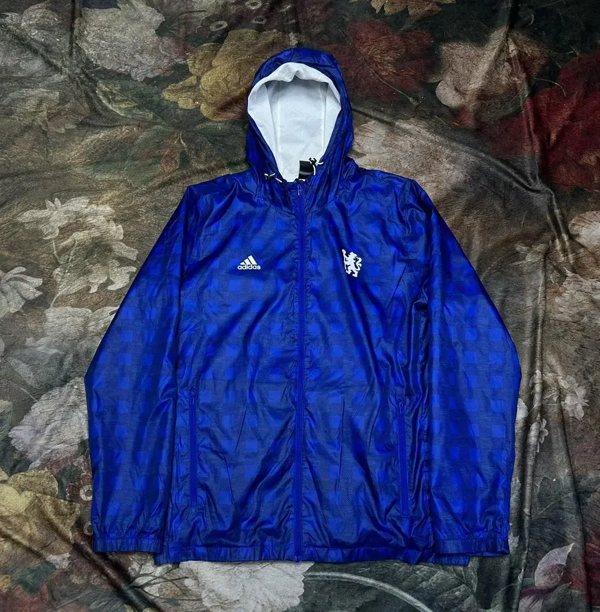 Adidas Vintage Chelsea bloo Navy Check Windbreaker XL Adidas Windbreaker Niki