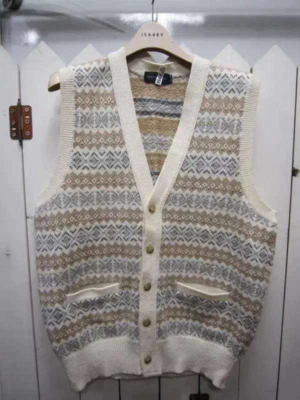 Men's wool vest ivory / check made in Japan Men's wool vest M wb8