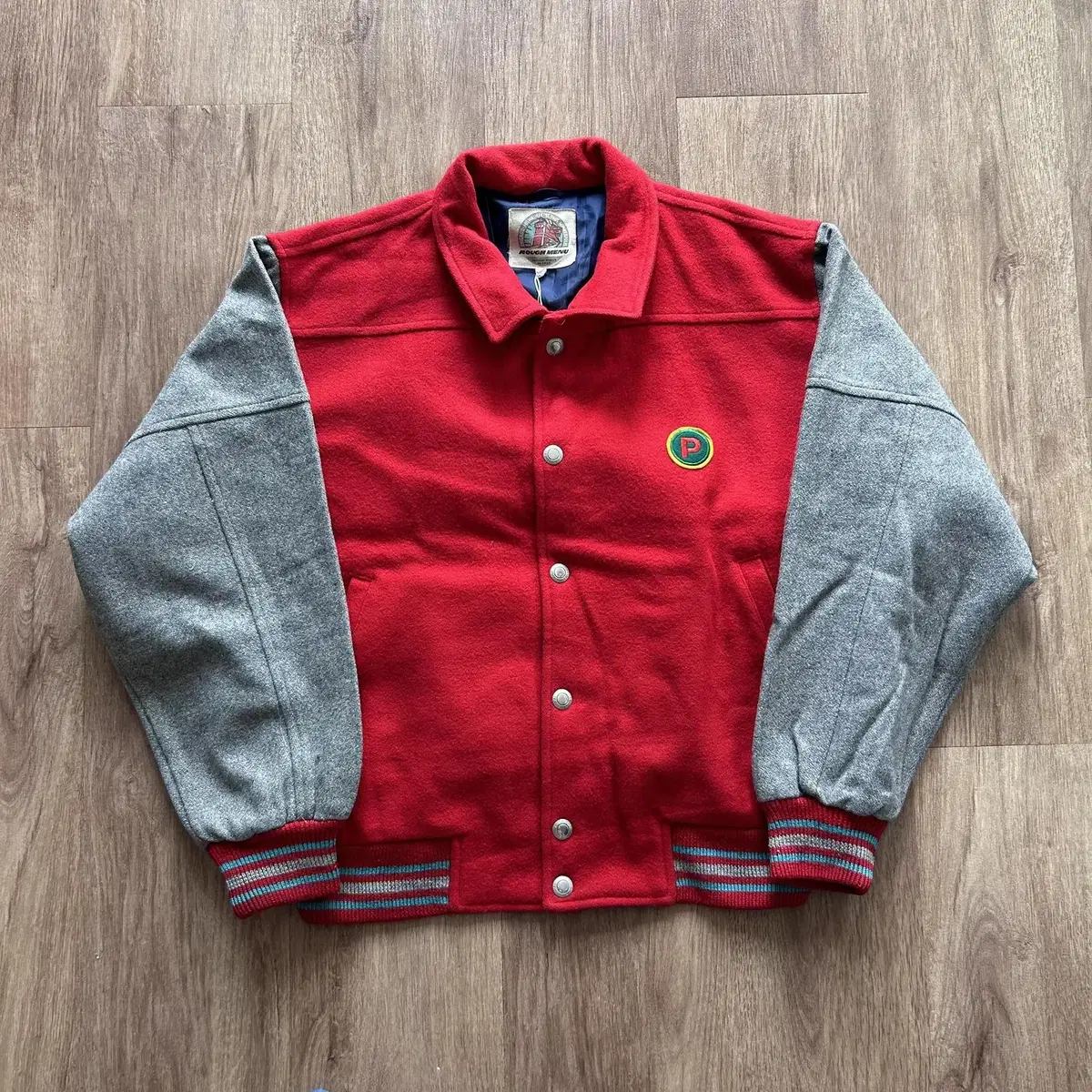 Rough Menu Varsity Wool Jacket Letterman 90s