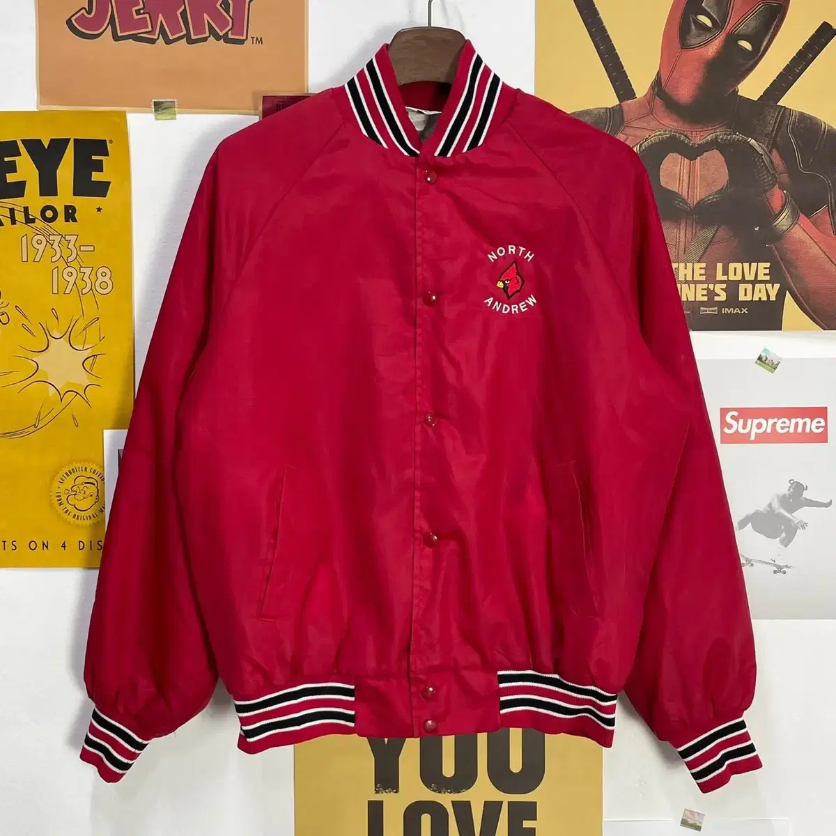 [L]WEST ARK Nylon Red Bomber Jacket