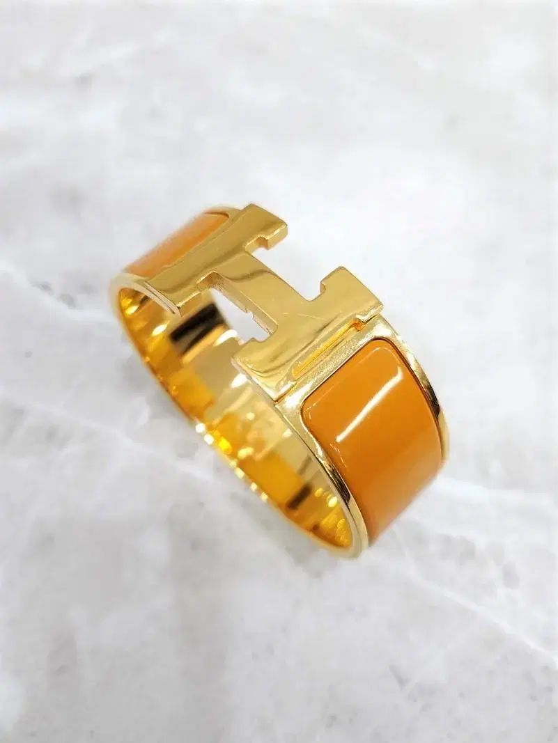 Hermès ClickClack Bracelet Orange Gold Plated